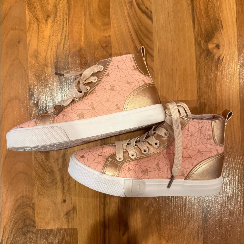 Disney princess‎ canvas high top pink and gold sneaker girls size 2